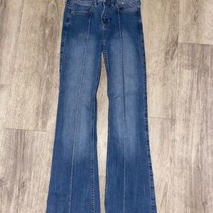 Abercrombie kids high-rise flare front hem jeans size 9/10
